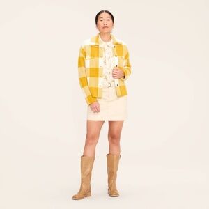 Woolrich‎ x Target Women's S Small Plaid Shacket Yellow/Cream Shirt Jacket, NWT!